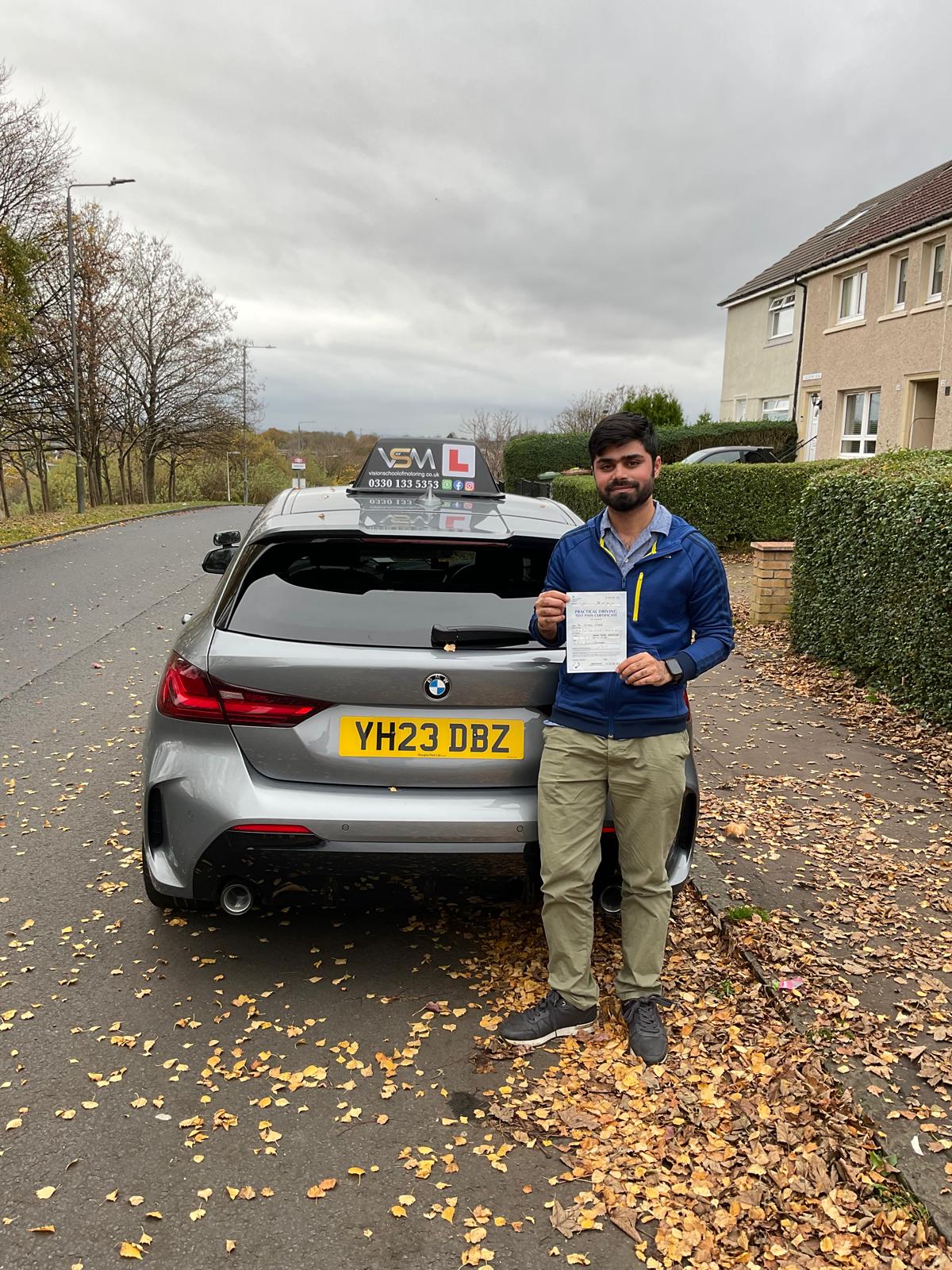 Vision School of Motoring instructor guiding a learner driver on a lesson in Glasgow