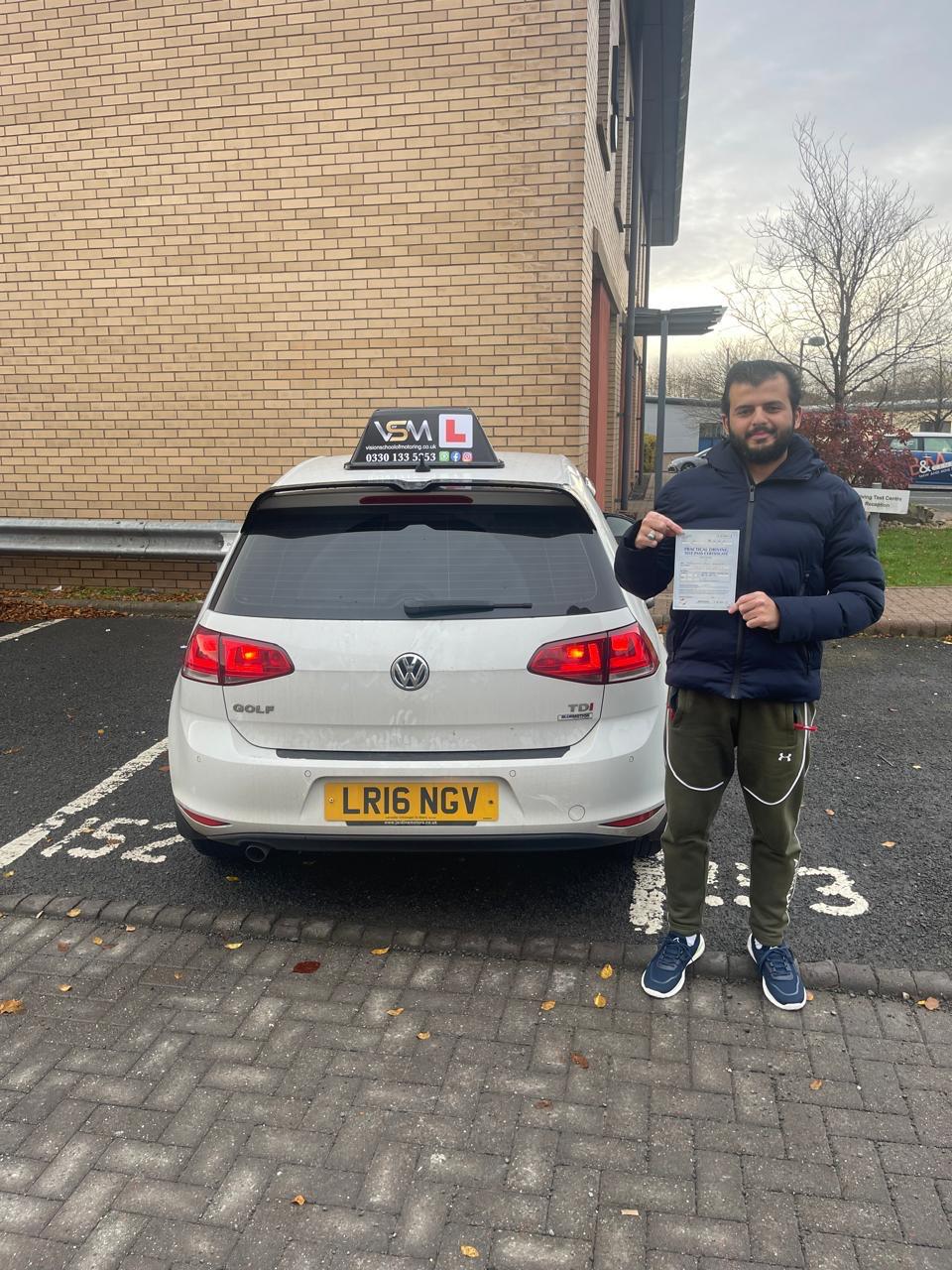 Student practicing driving in an automatic car
