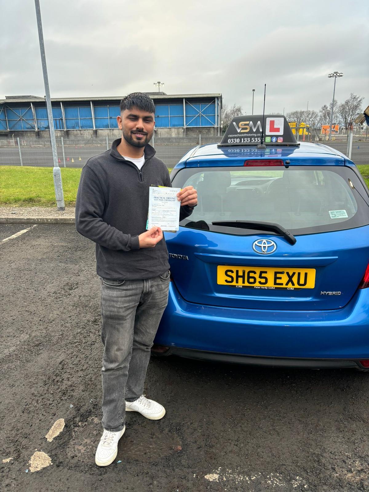 Man in our car during his car instruction lesson for drive test Glasgow